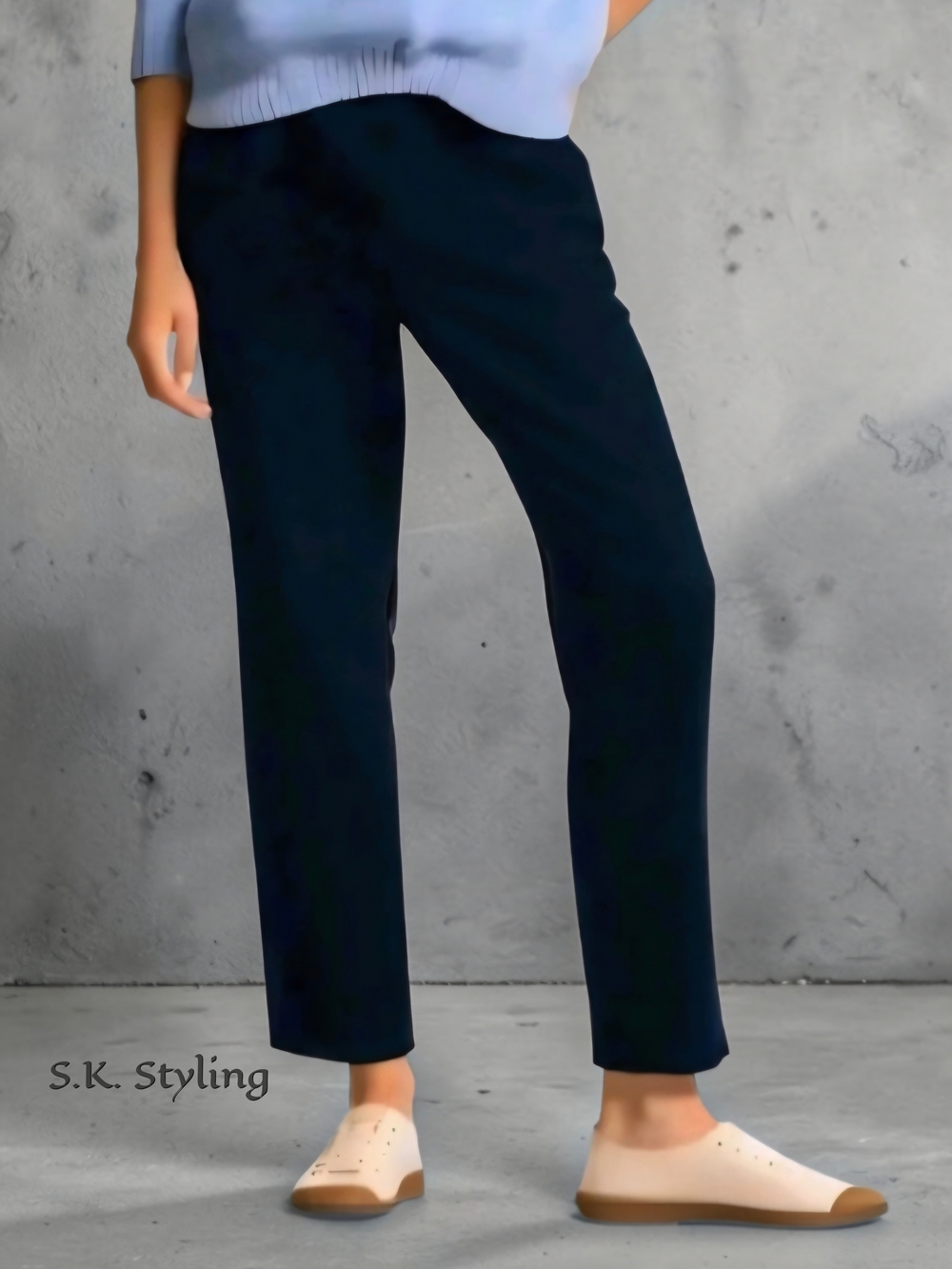 Vtg Dana Buchman Navy Dress /Casual Crop Ankle Pants Side Zip size 4 Inseam 27"